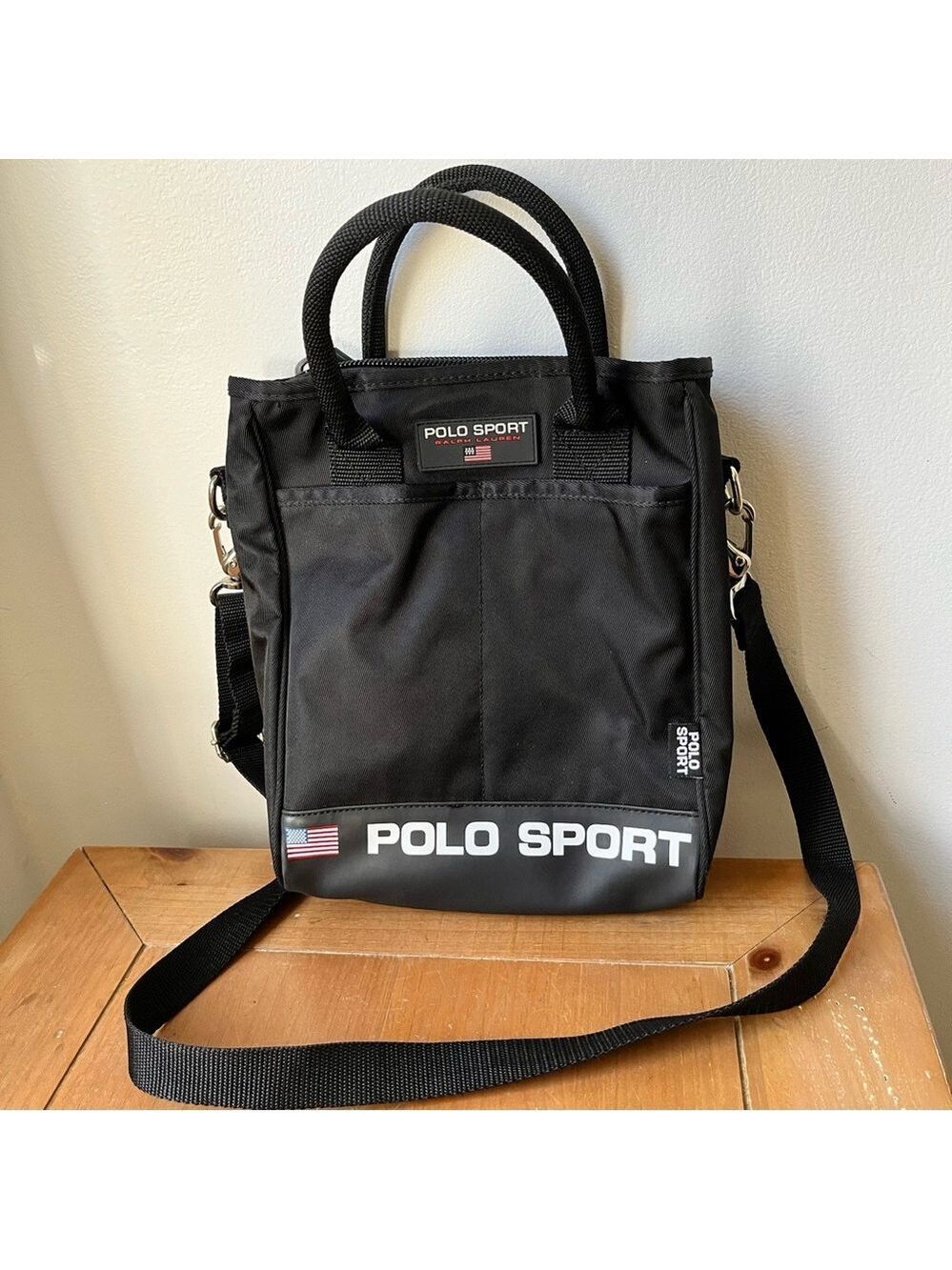 Rare Vintage 90’s Ralph Lauren Polo Sport Black Nylon Crossbody Messenger Bag